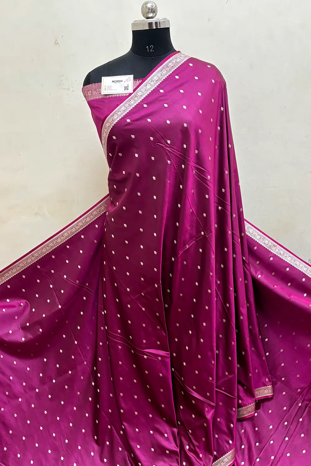 Magenta Zari Katan Mashru Silk Banarasi Saree