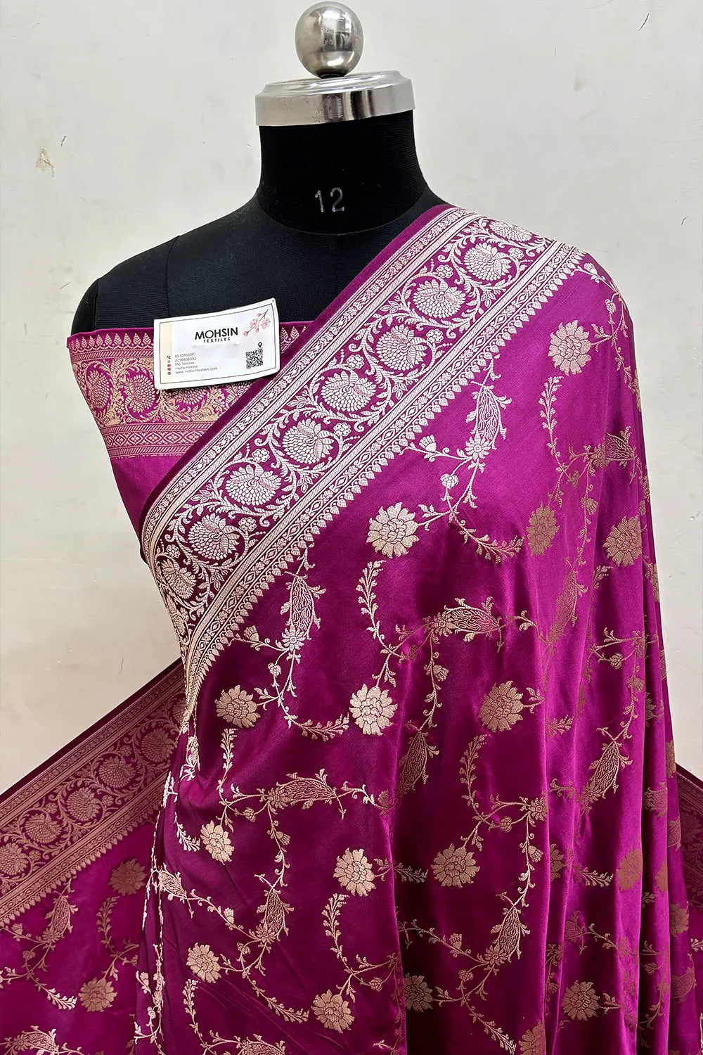 Magenta Makra Jaal Katan Silk Banarasi Saree