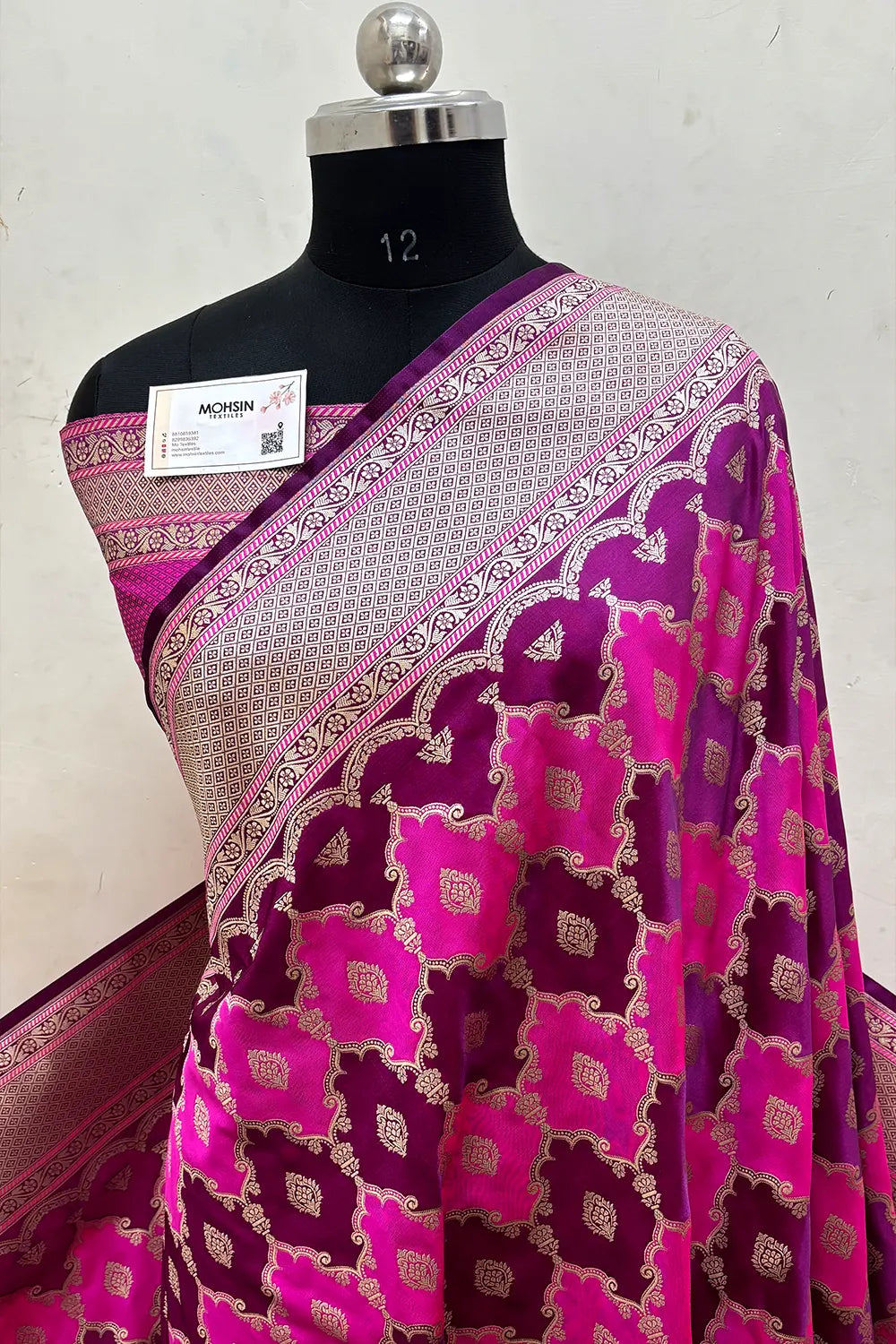 Magenta Rangkaat Zari Katan Mashru Silk Banarasi Saree