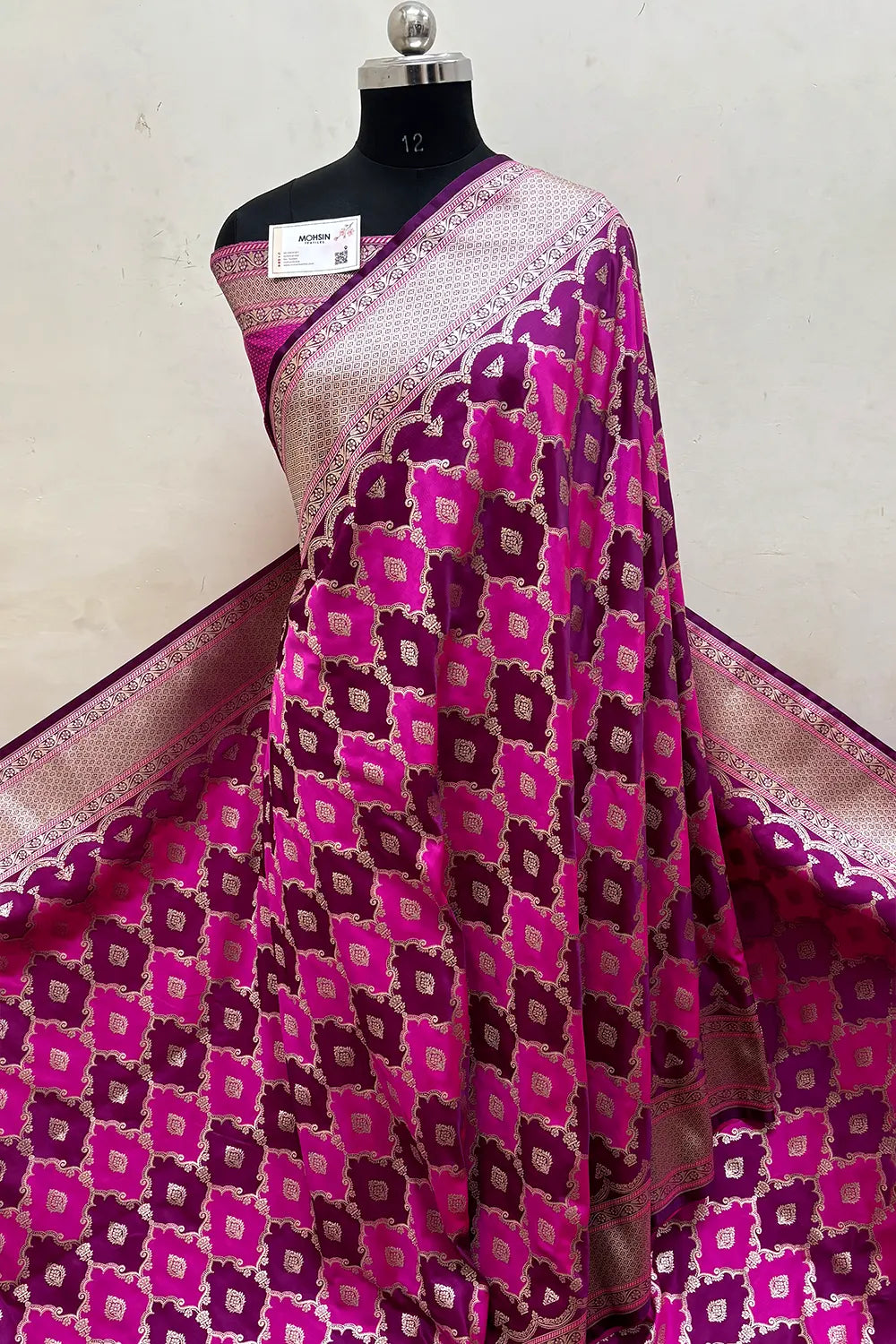 Magenta Rangkaat Zari Katan Mashru Silk Banarasi Saree