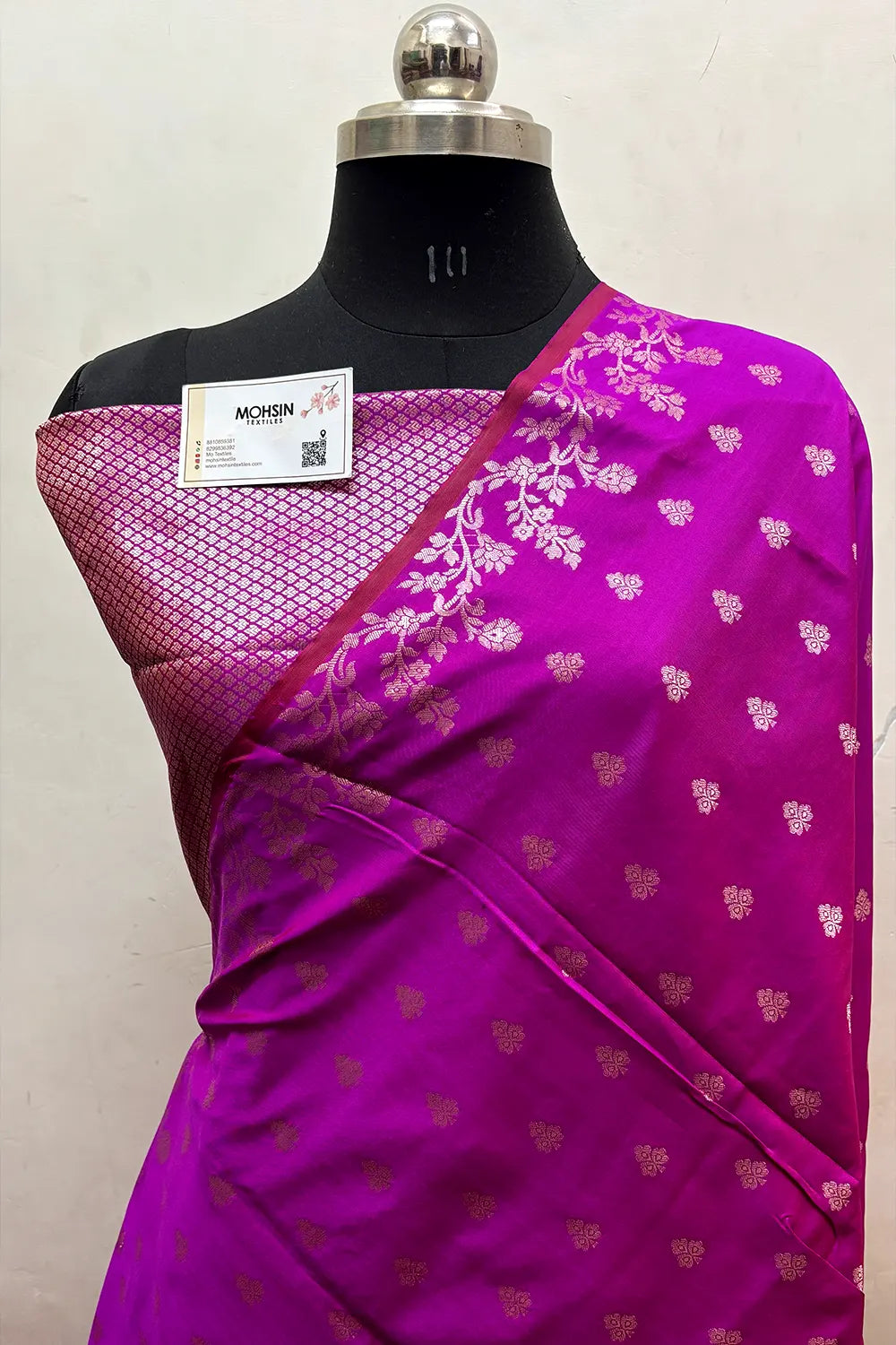 Magenta Semi Katan Silk Banarasi Saree