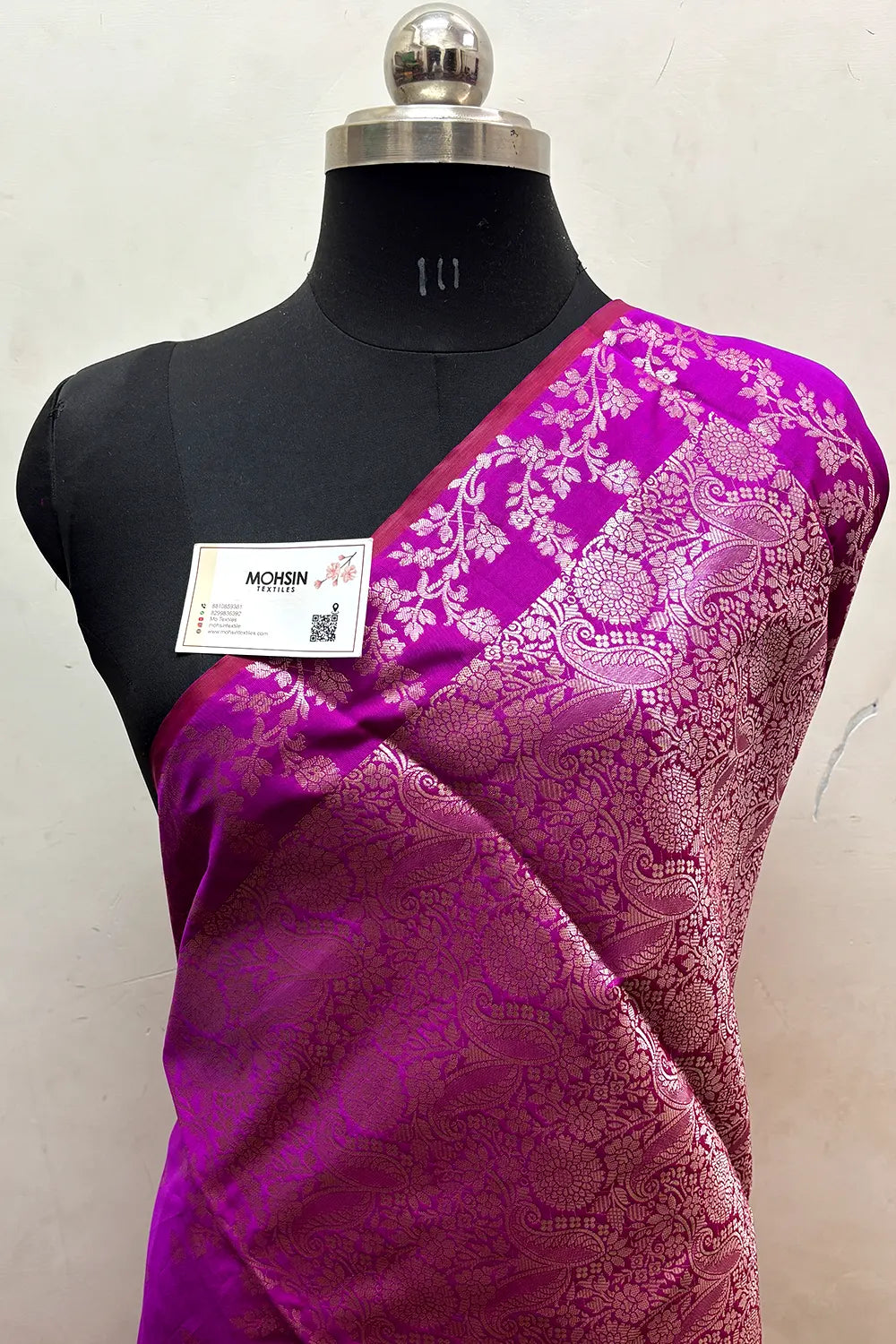 Magenta Semi Katan Silk Banarasi Saree
