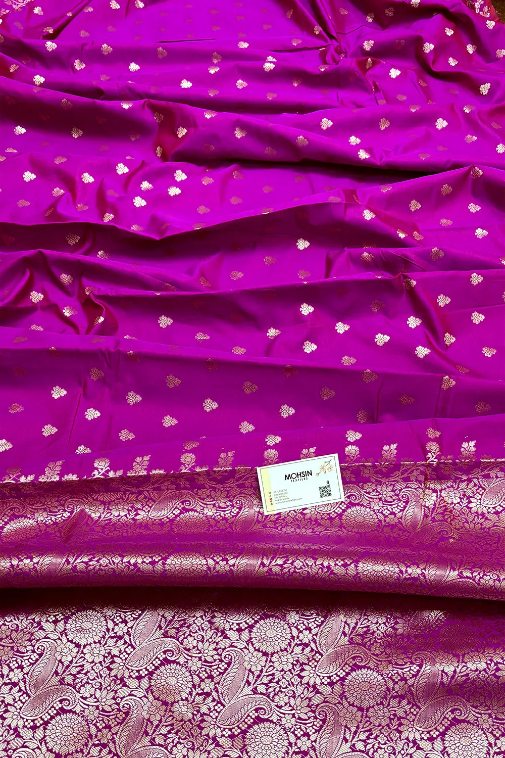 Magenta Semi Katan Silk Banarasi Saree