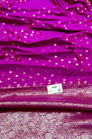 Magenta Semi Katan Silk Banarasi Saree