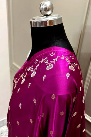 Magenta Zari Katan Mashru Silk Banarasi Saree