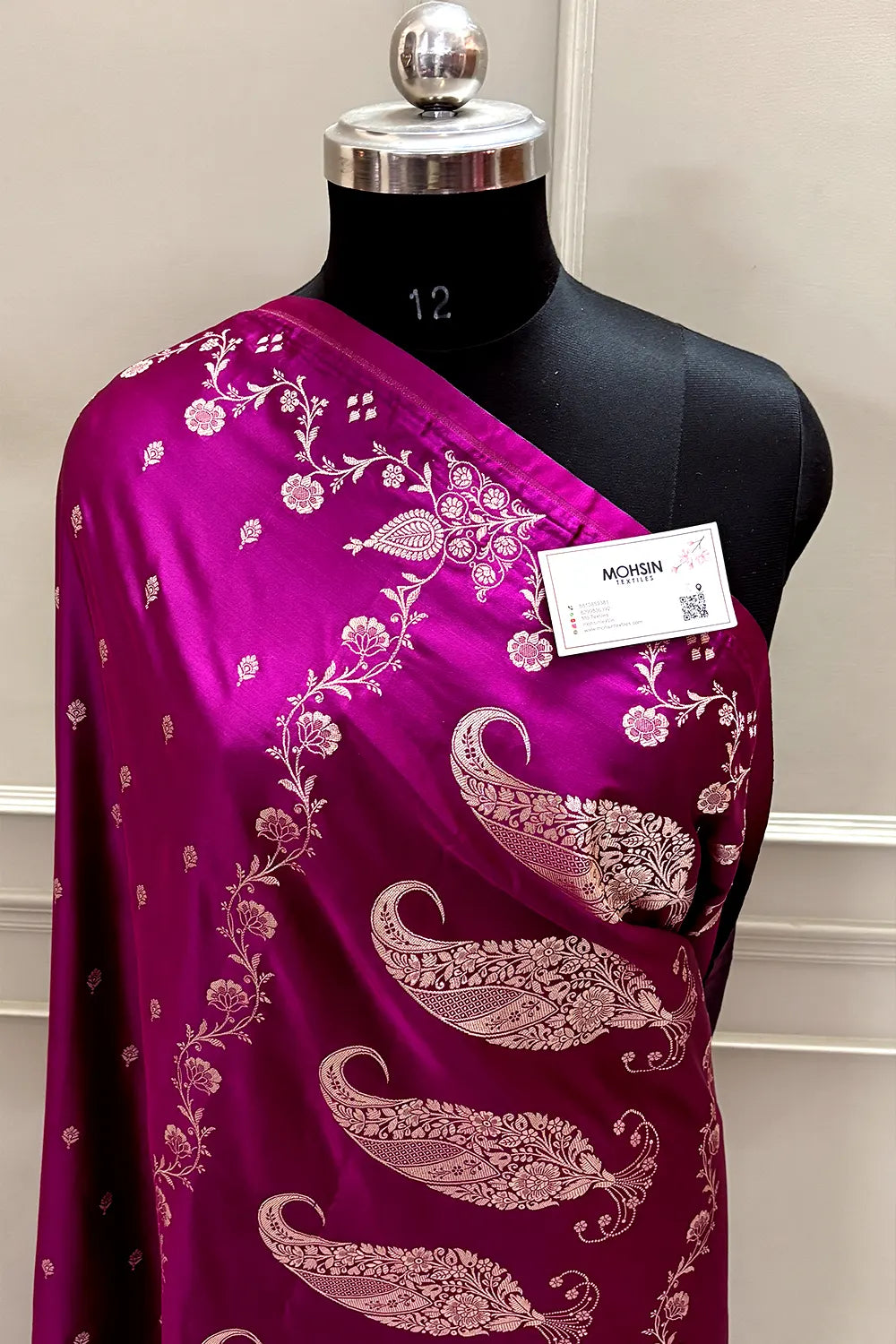 Magenta Zari Katan Mashru Silk Banarasi Saree