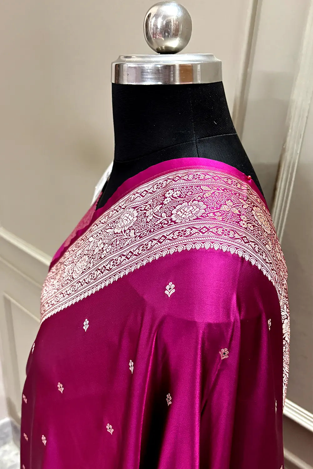 Magenta Zari Katan Silk Banarasi Saree