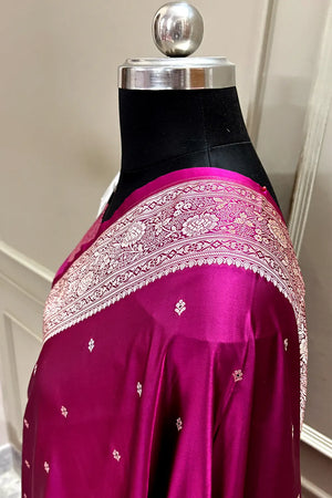 Magenta Zari Katan Silk Banarasi Saree