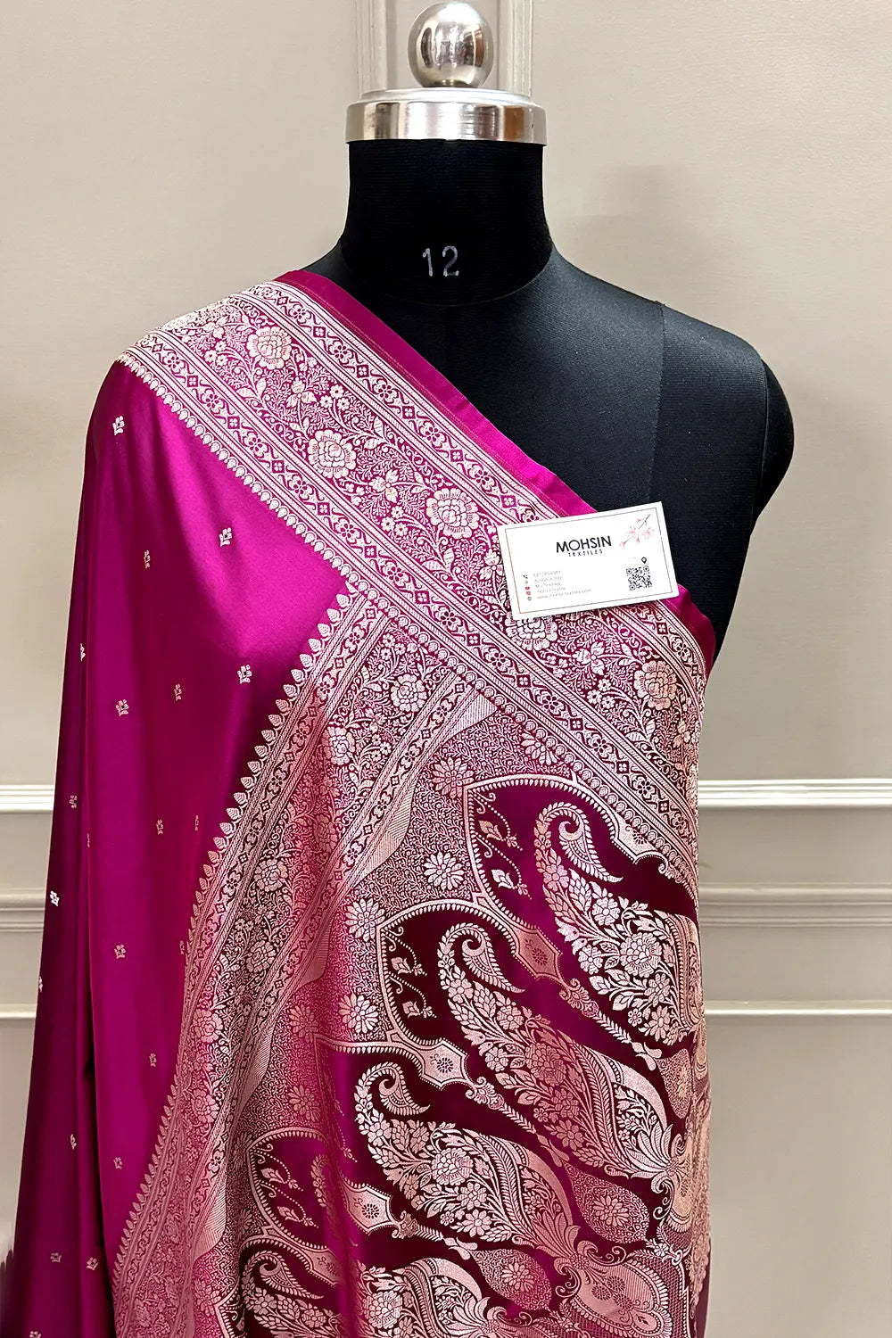 Magenta Zari Katan Silk Banarasi Saree