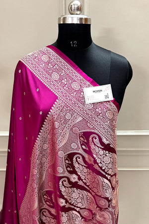 Magenta Zari Katan Silk Banarasi Saree