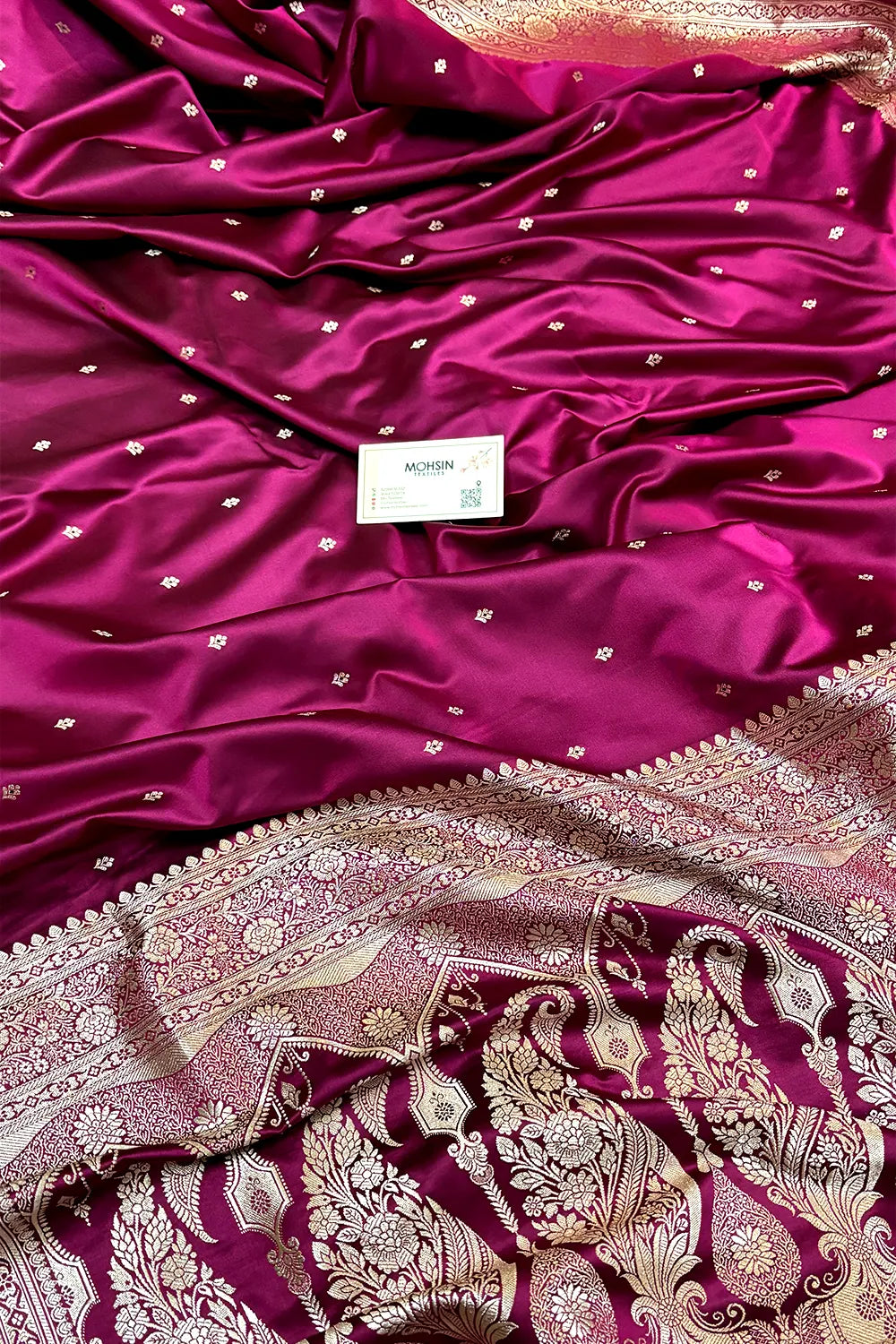 Magenta Zari Katan Silk Banarasi Saree