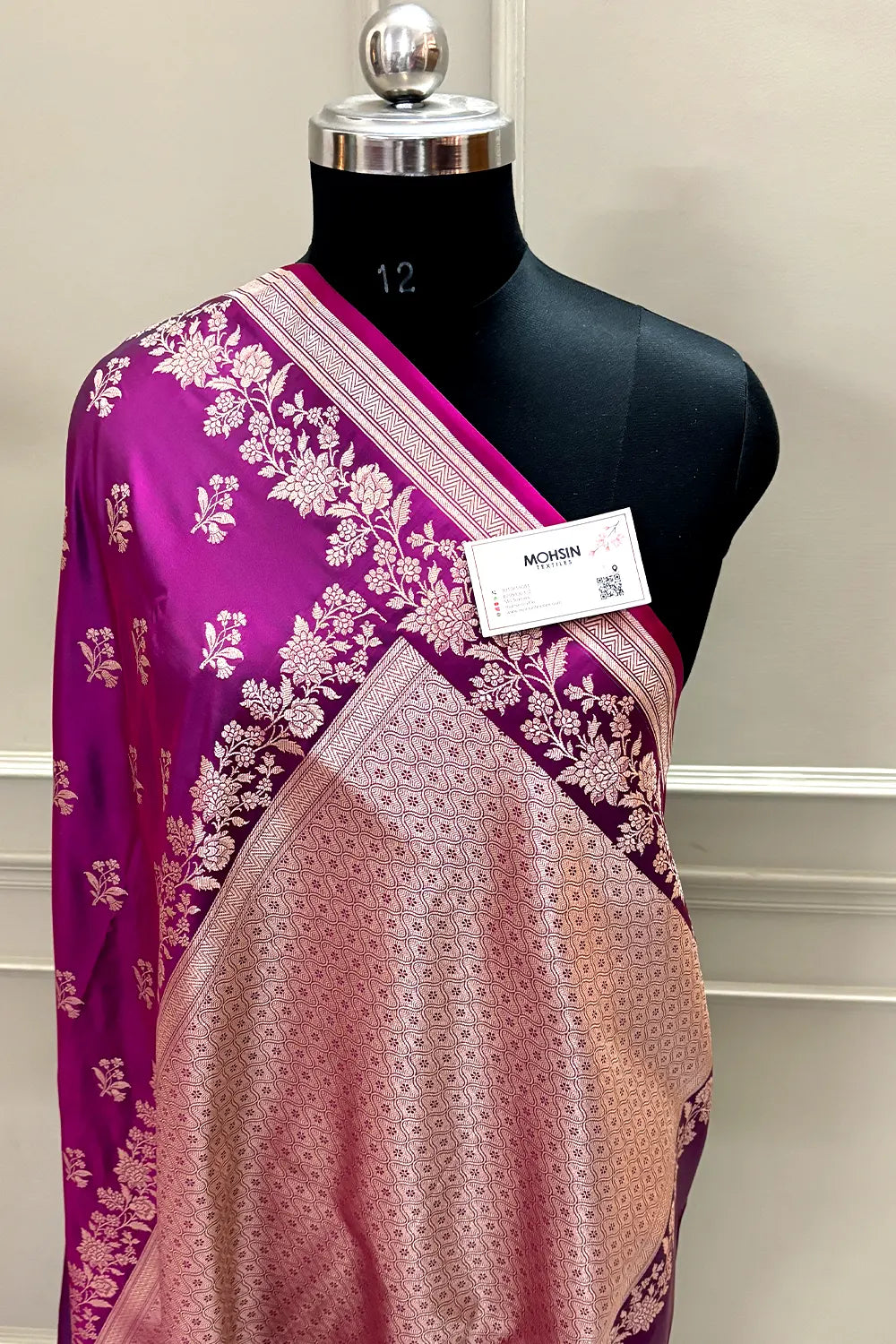 Magenta Zari Katan Silk Banarasi Saree