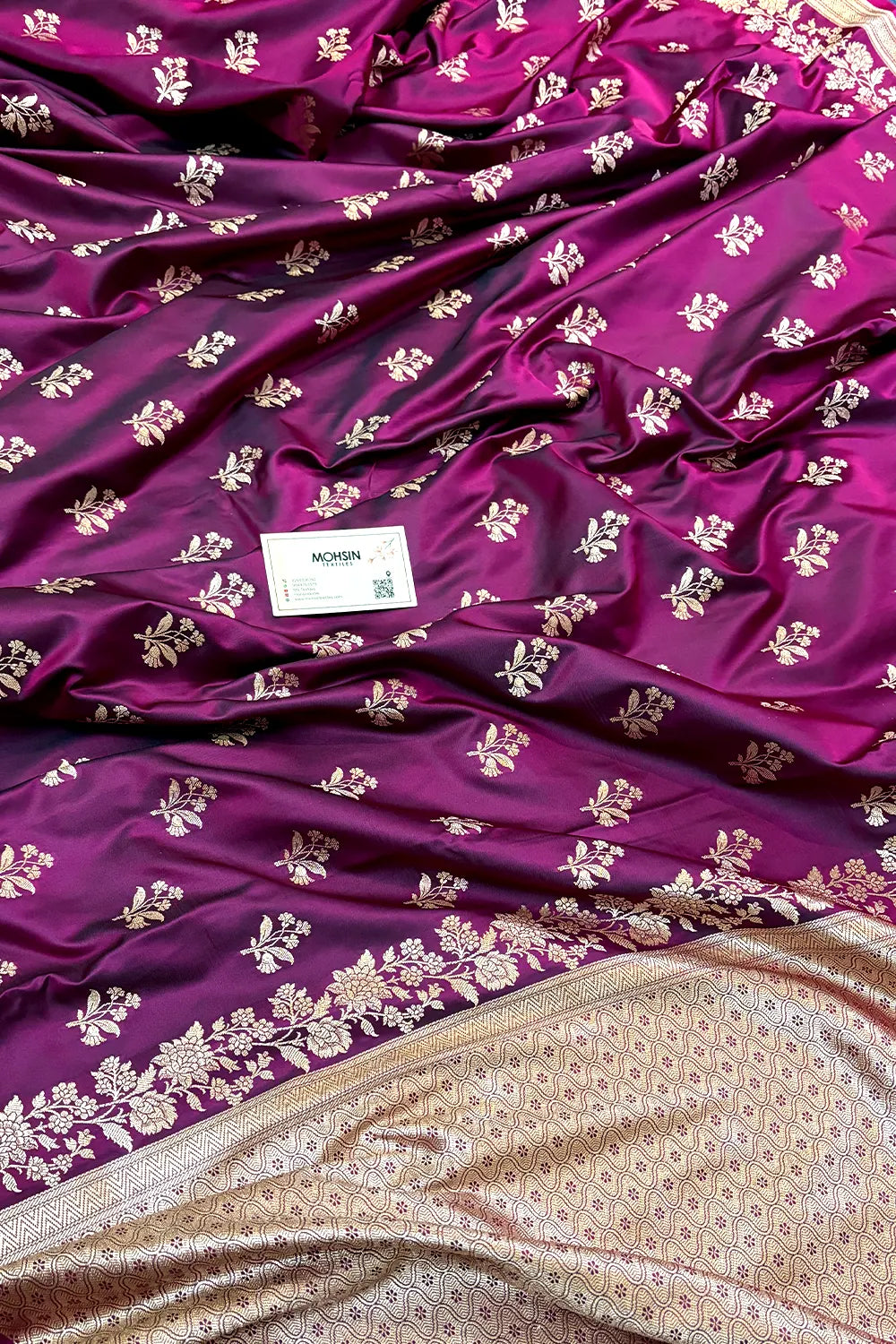 Magenta Zari Katan Silk Banarasi Saree