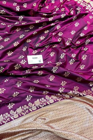 Magenta Zari Katan Silk Banarasi Saree