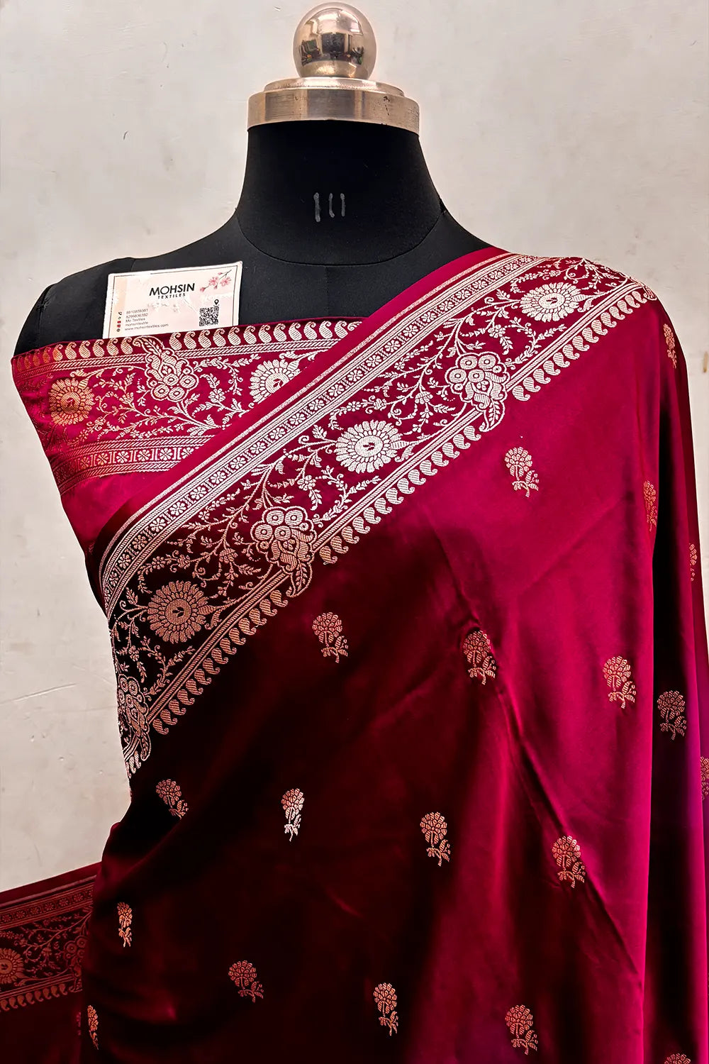 Magenta Zari Katan Silk Banarasi Saree