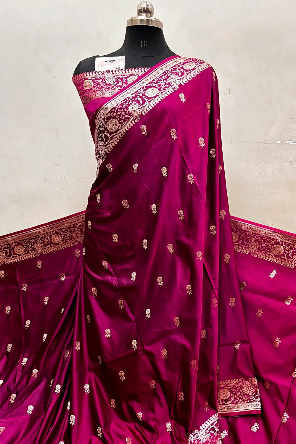 Magenta Zari Katan Silk Banarasi Saree