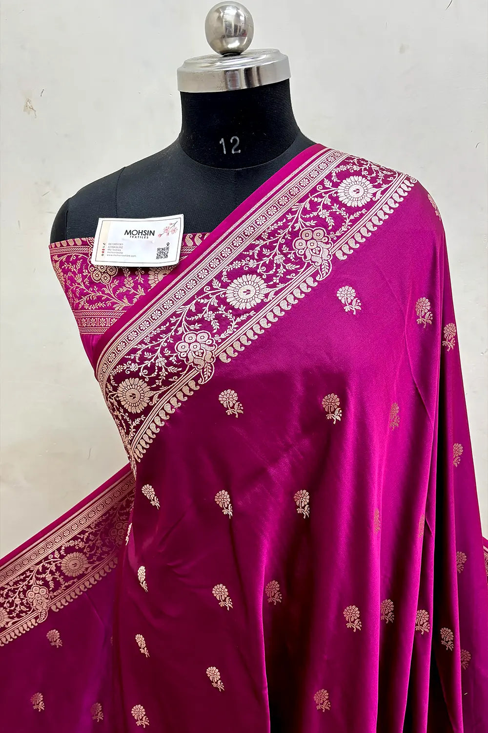 Magenta Zari Katan Silk Banarasi Saree