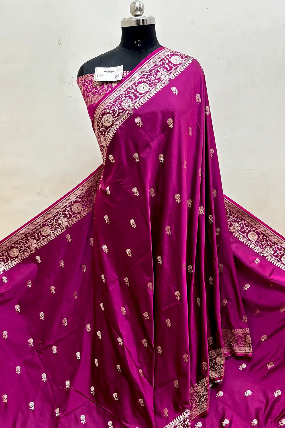Magenta Zari Katan Silk Banarasi Saree