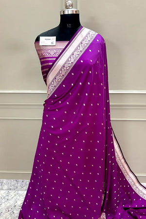 Magenta Zari Katan Silk Banarasi Saree