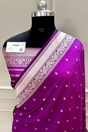 Magenta Zari Katan Silk Banarasi Saree