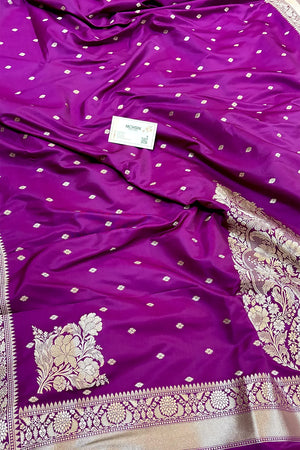 Magenta Zari Katan Silk Banarasi Saree