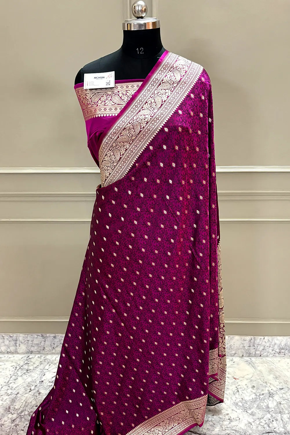 Magenta Zari Katan Silk Banarasi Saree