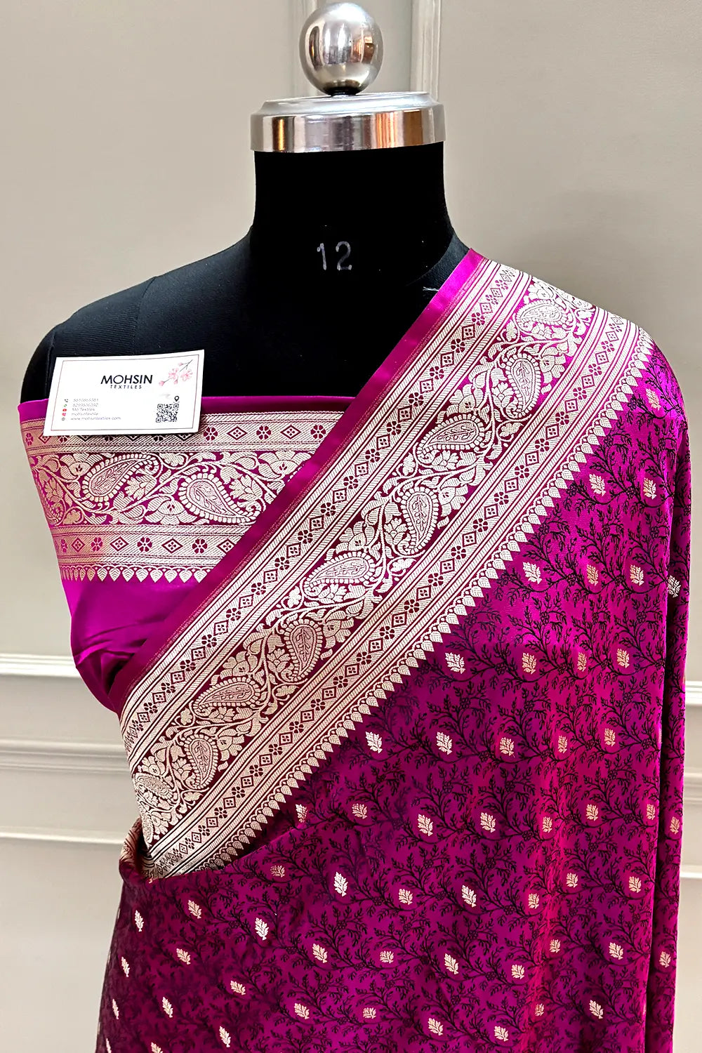 Magenta Zari Katan Silk Banarasi Saree
