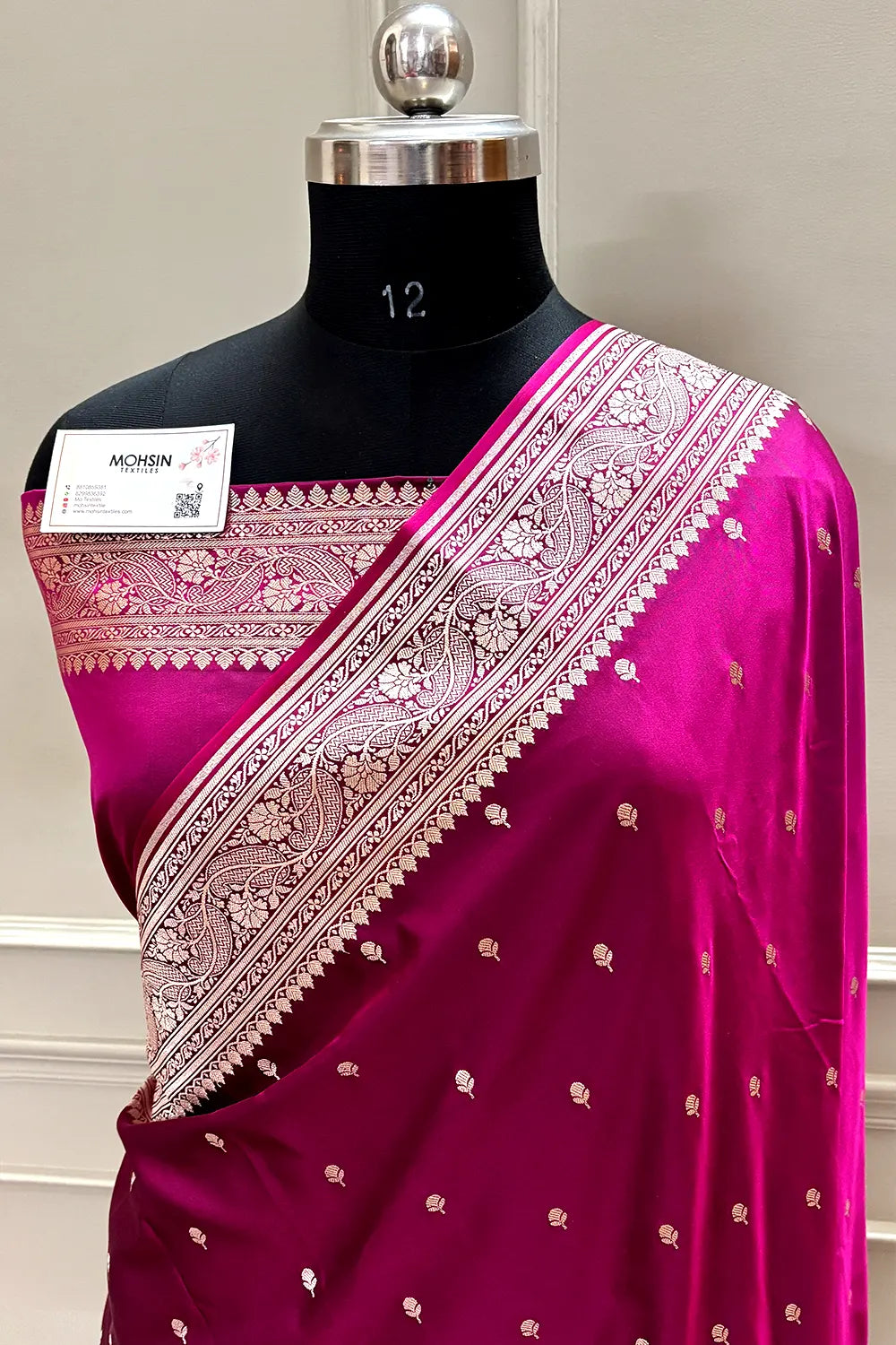 Magenta Zari Katan Mashru Silk Banarasi Saree