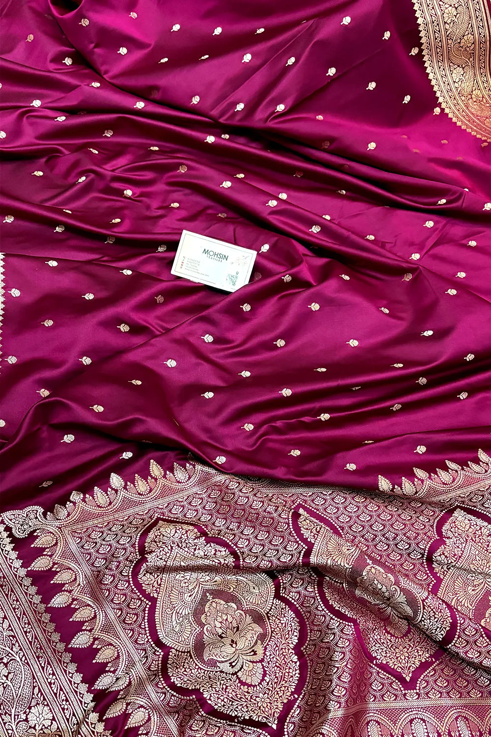 Magenta Zari Katan Mashru Silk Banarasi Saree