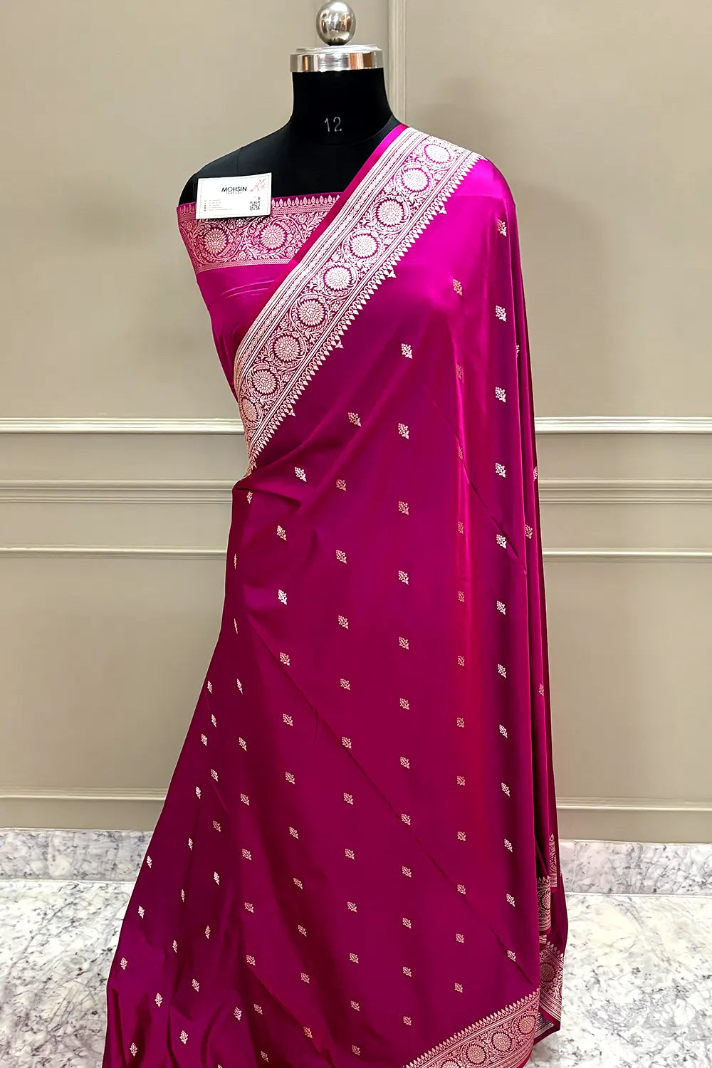 Magenta Zari Katan Silk Banarasi Saree
