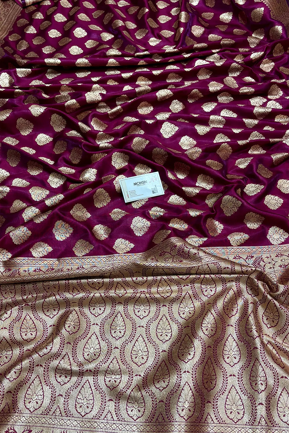 Magenta Zari Satin Silk Banarasi Saree
