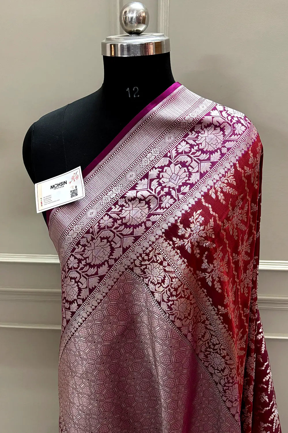Maroon and Purple Zari Katan Silk Banarasi Saree
