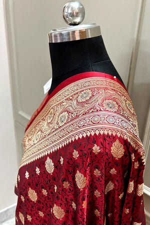 Maroon Chunni Munni Katan Silk Banarasi Saree