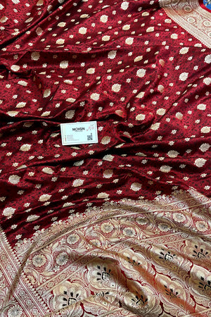 Maroon Chunni Munni Katan Silk Banarasi Saree