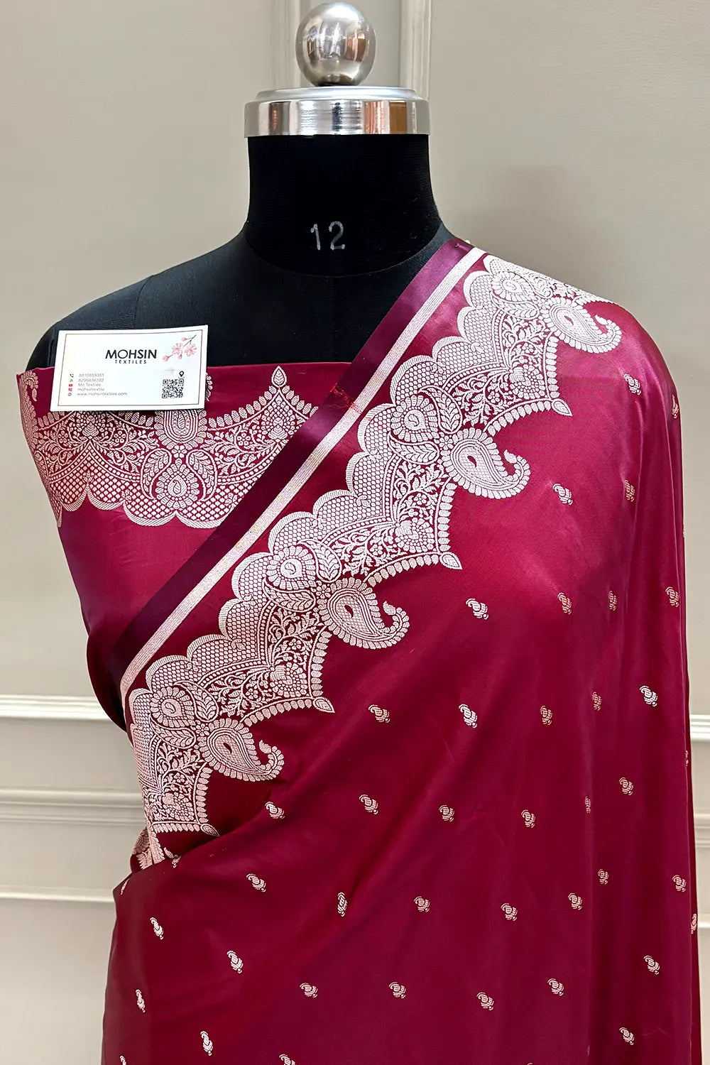 Maroon Deepak Buti Katan Silk Banarasi Saree