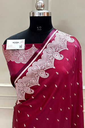 Maroon Deepak Buti Katan Silk Banarasi Saree