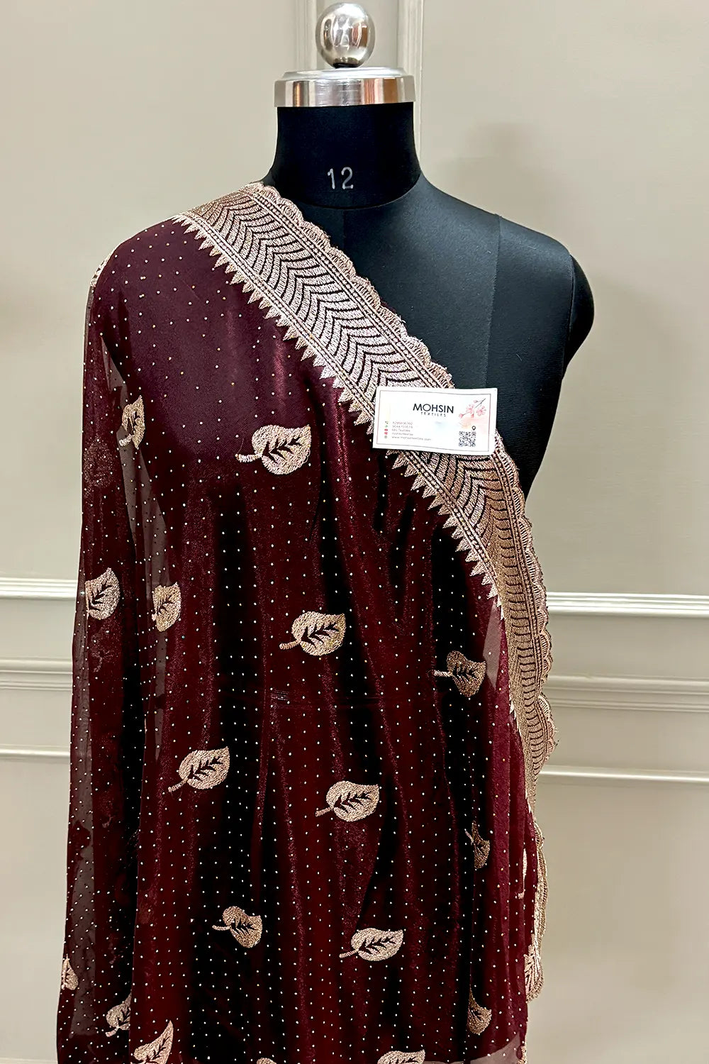 Maroon Embordiery Siroski Work Silk Saree