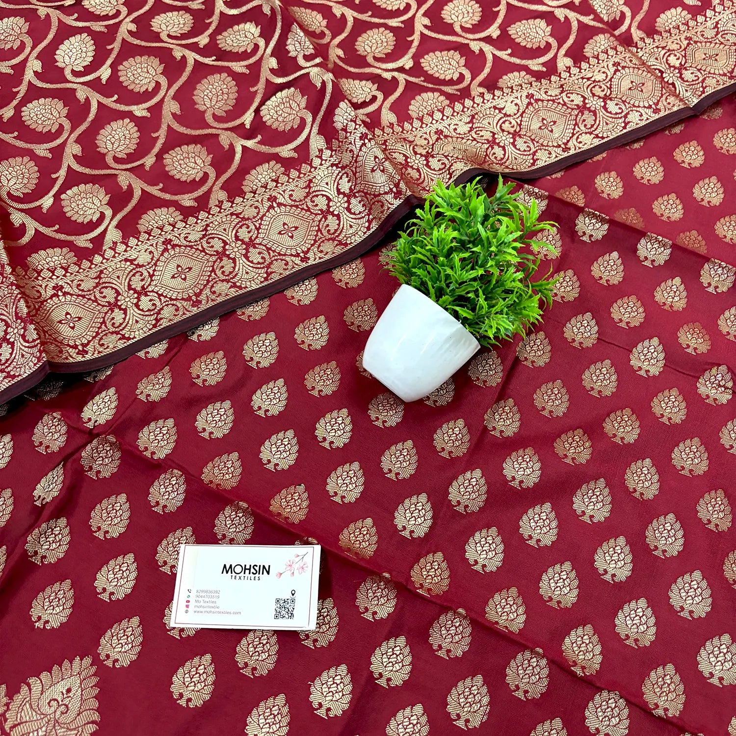Maroon Golden Zari Satin Silk Banarasi Suit