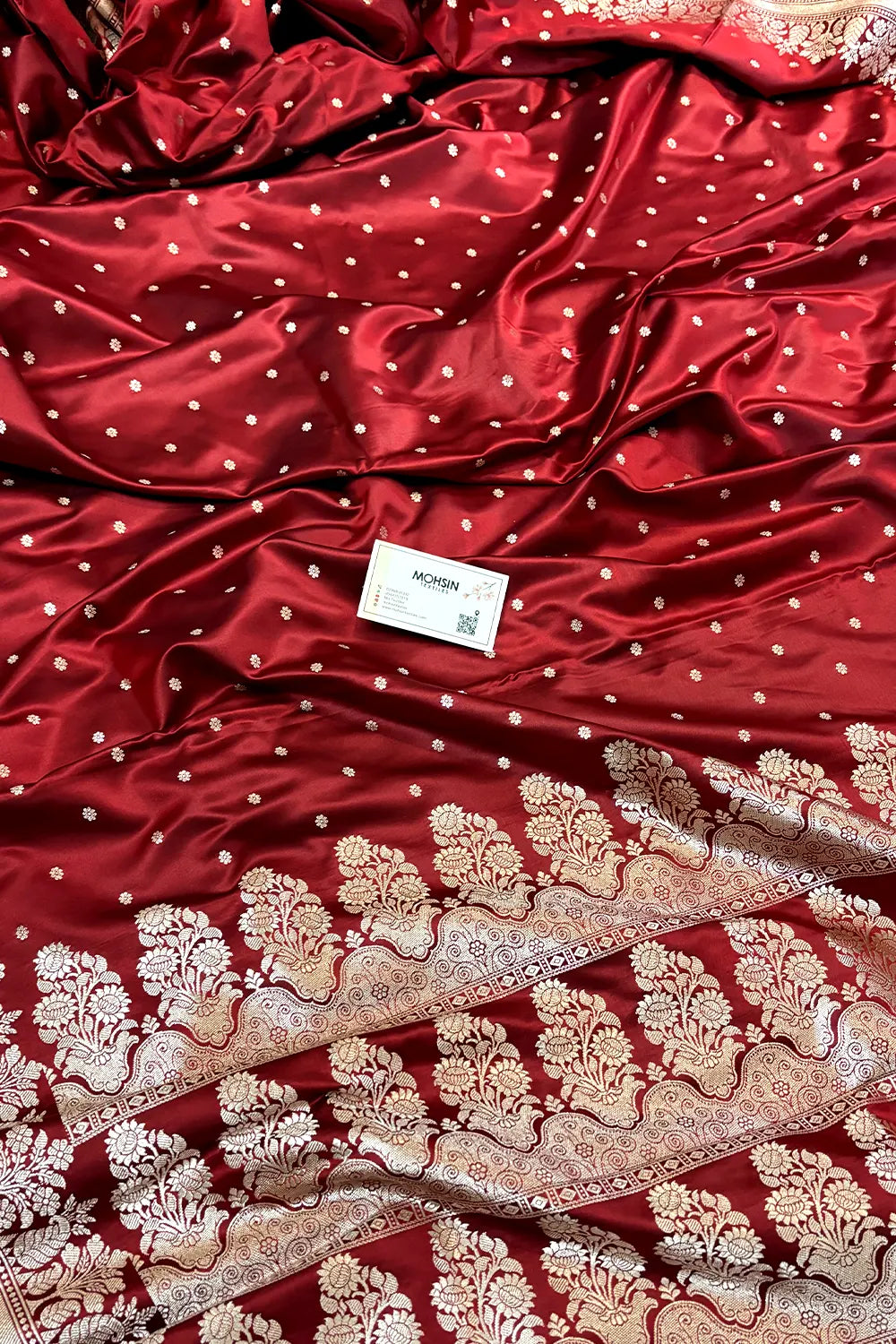 Maroon Hawahawai Buti Katan Silk Banarasi Saree