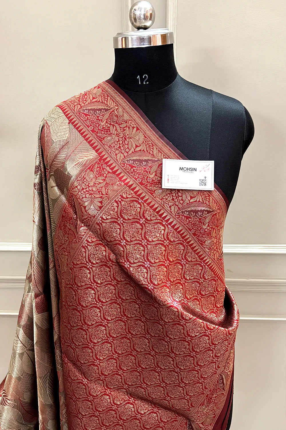 Maroon Pashmina Tissue Silk Banarasi Saree