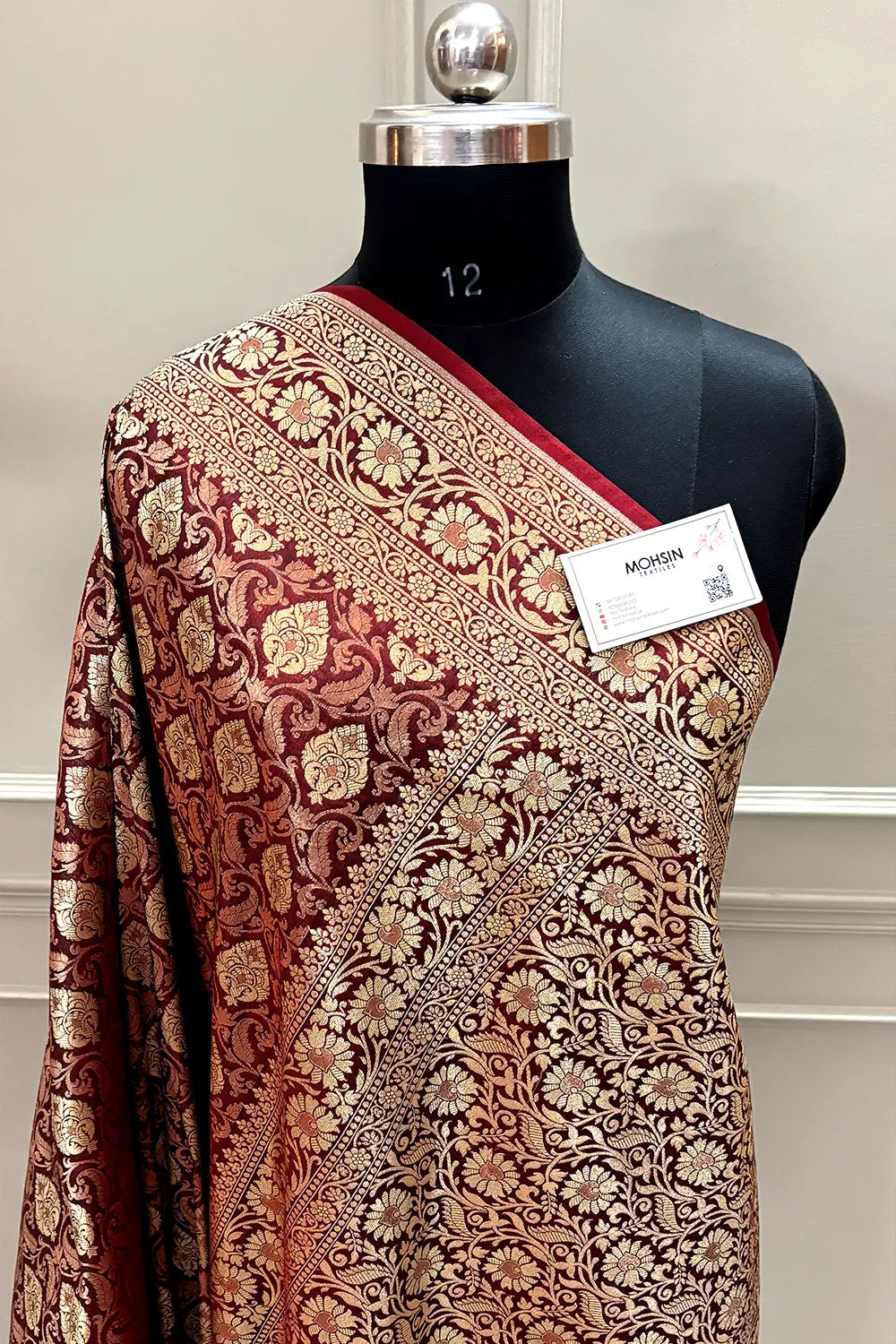 Maroon Rajvada Buti Katan Silk Banarasi Saree