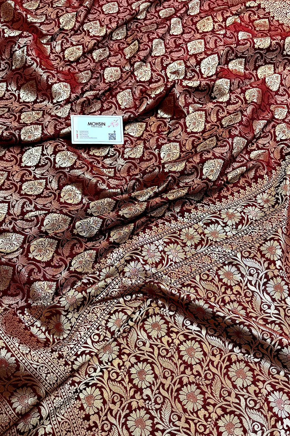 Maroon Rajvada Buti Katan Silk Banarasi Saree