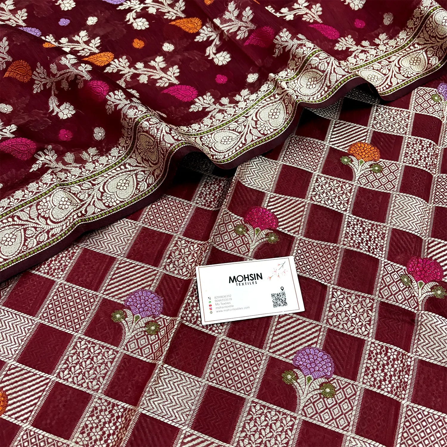 Maroon Resham Banarasi Silk Suit