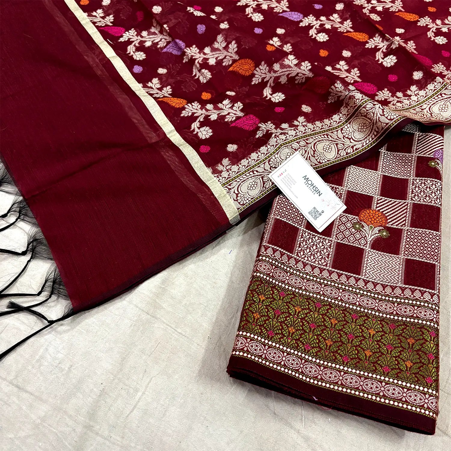 Maroon Resham Banarasi Silk Suit