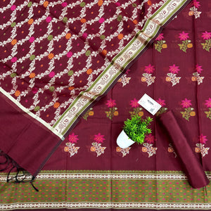 Maroon Resham Banarasi Silk Suit