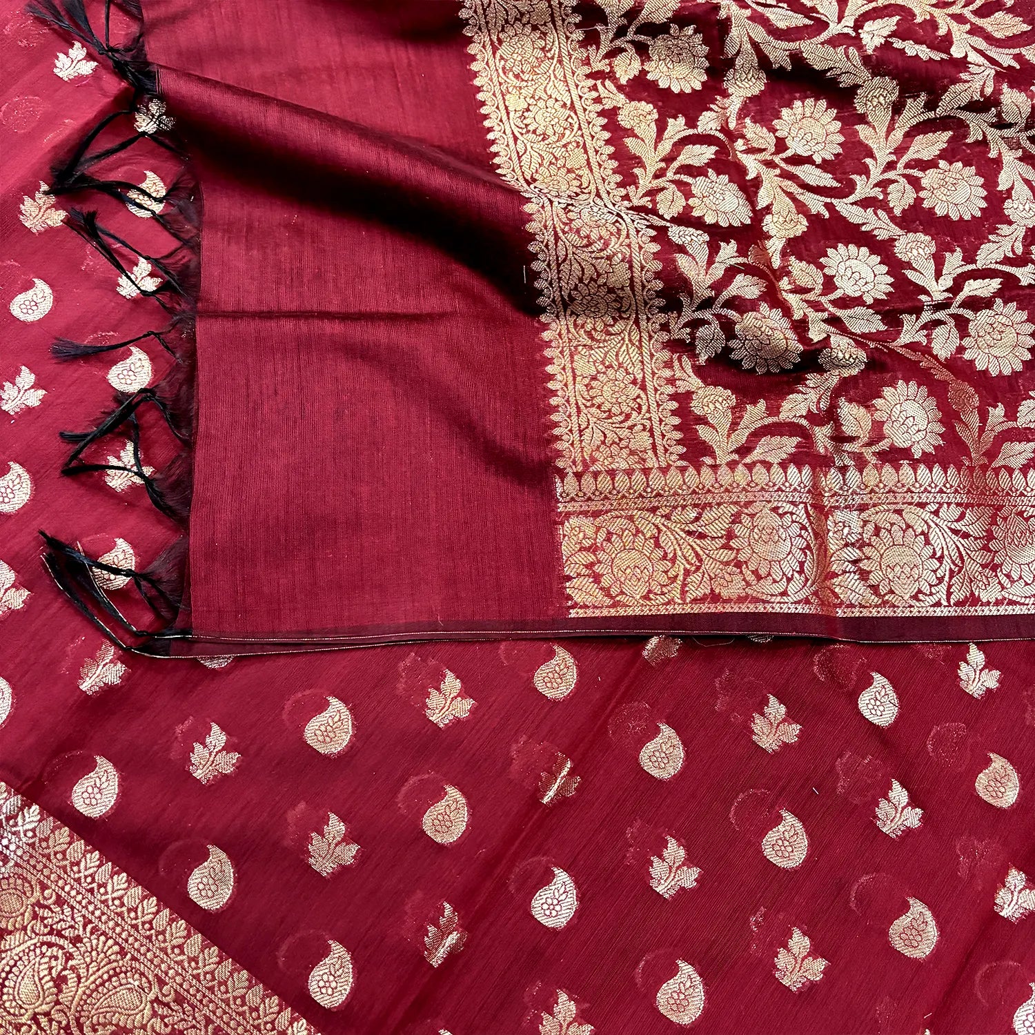 Maroon Resham Banarasi Silk Suit
