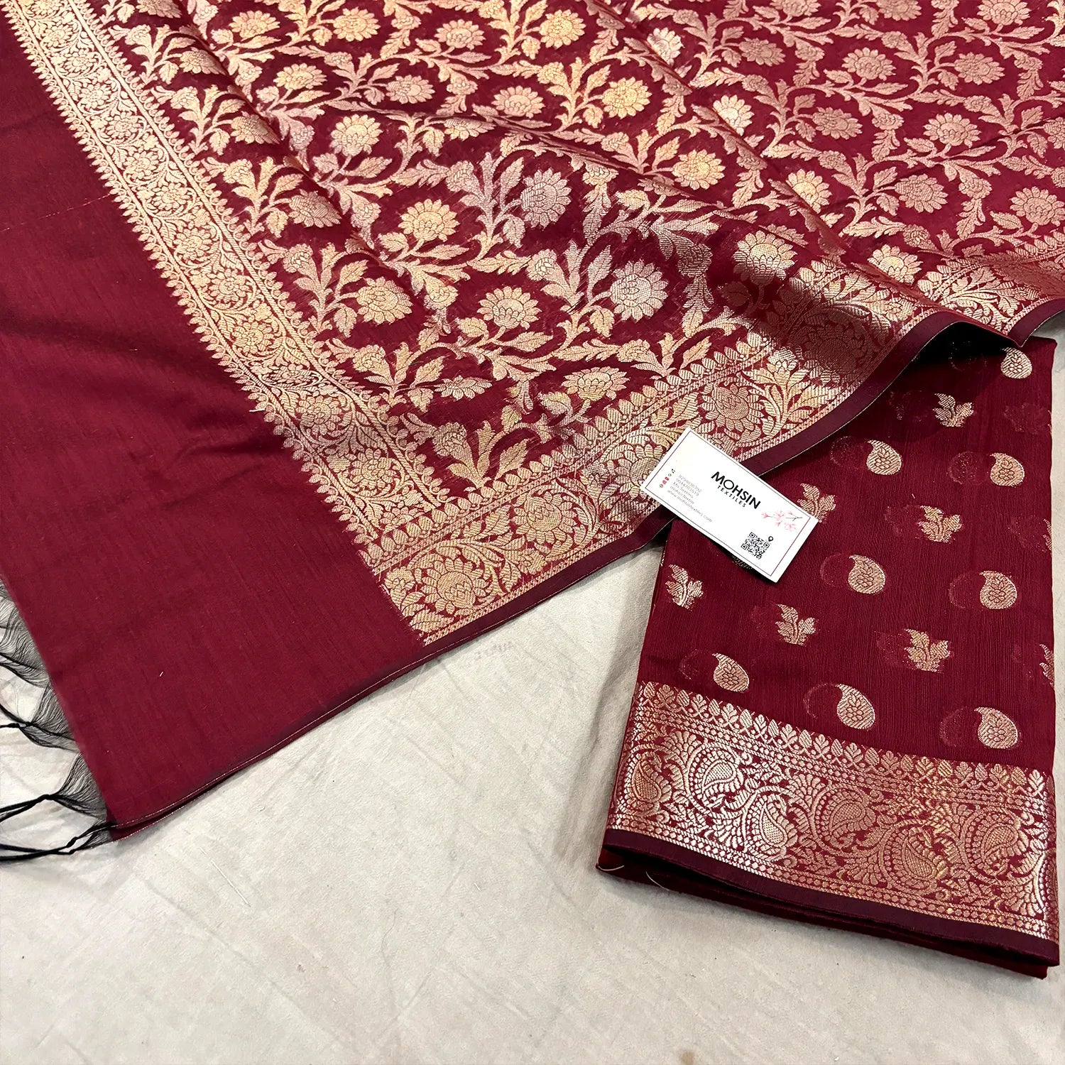 Maroon Resham Banarasi Silk Suit