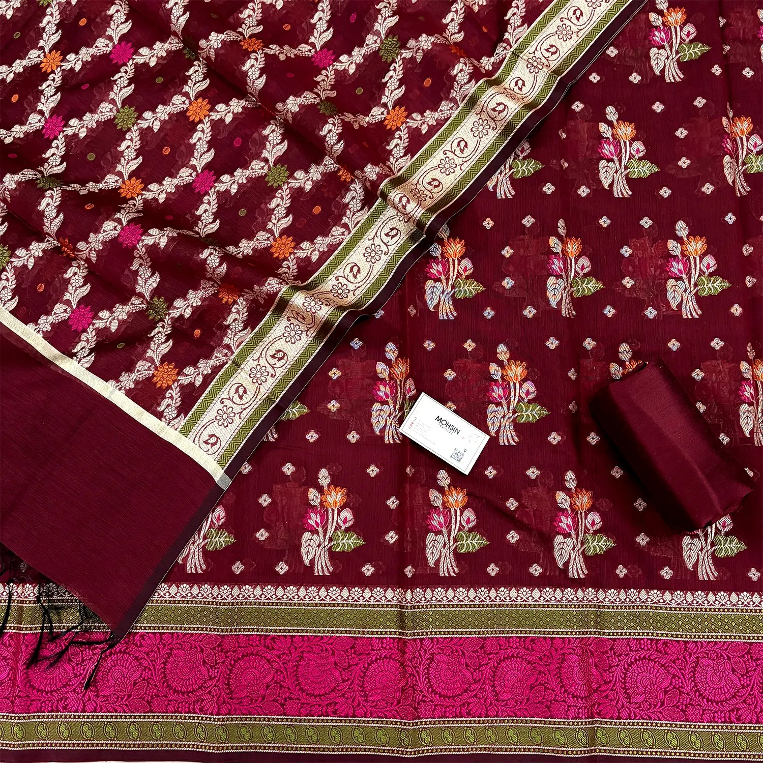 Maroon Resham Banarasi Silk Suit