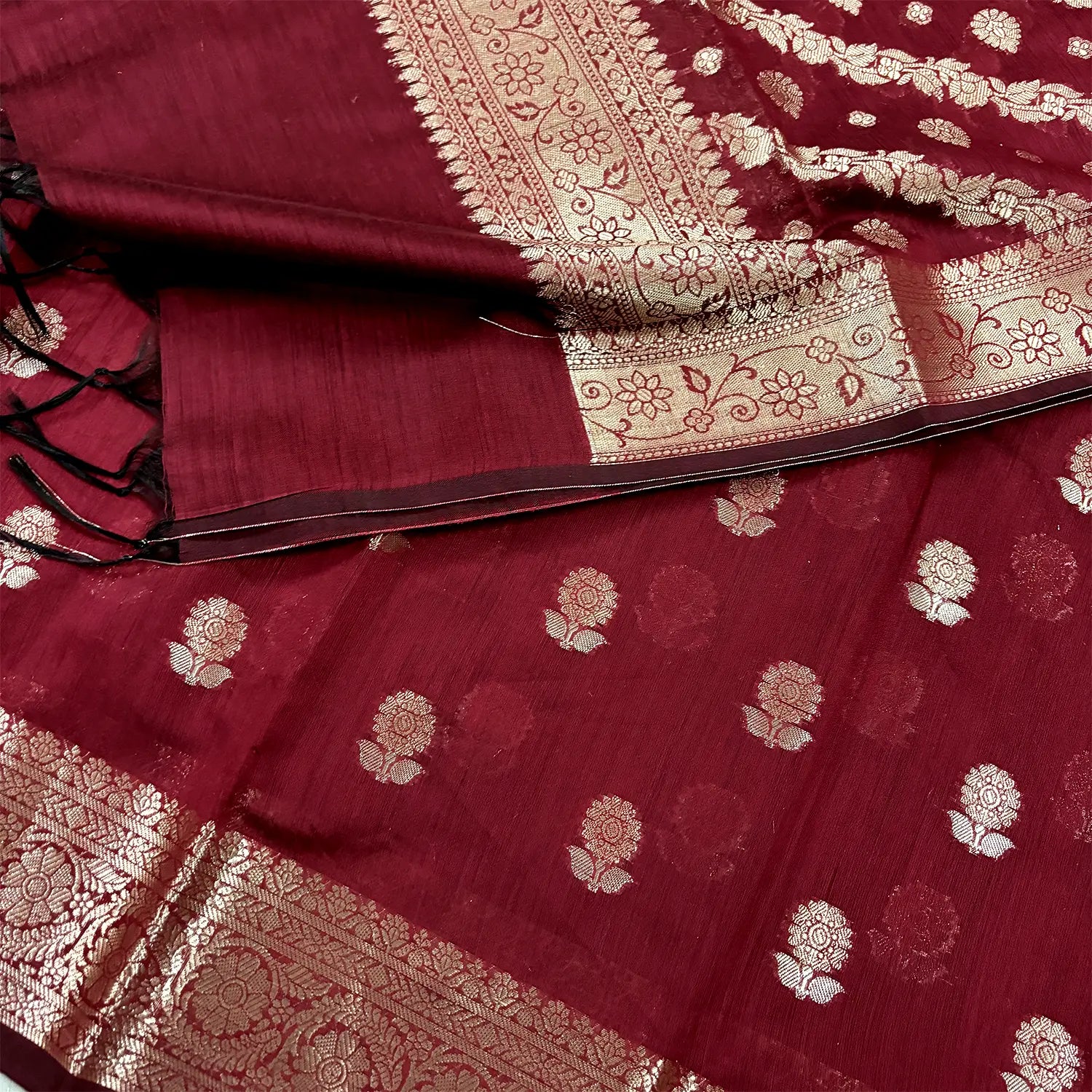 Maroon Resham Banarasi Silk Suit