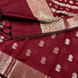 Maroon Resham Banarasi Silk Suit